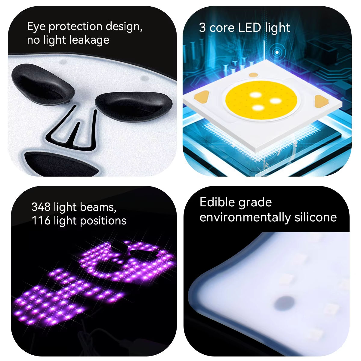 Masque de luminothérapie rouge rechargeable pour le visage et le cou, masque LED infrarouge, appareil de soin de la peau pour une peau éclatante – Image 7