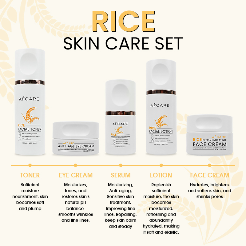 Ensemble de soins de la peau éclaircissant sans silicone apaisant et antioxydant et huile de riz et de graines de jojoba ensemble soins de la peau changement de marque – Image 3